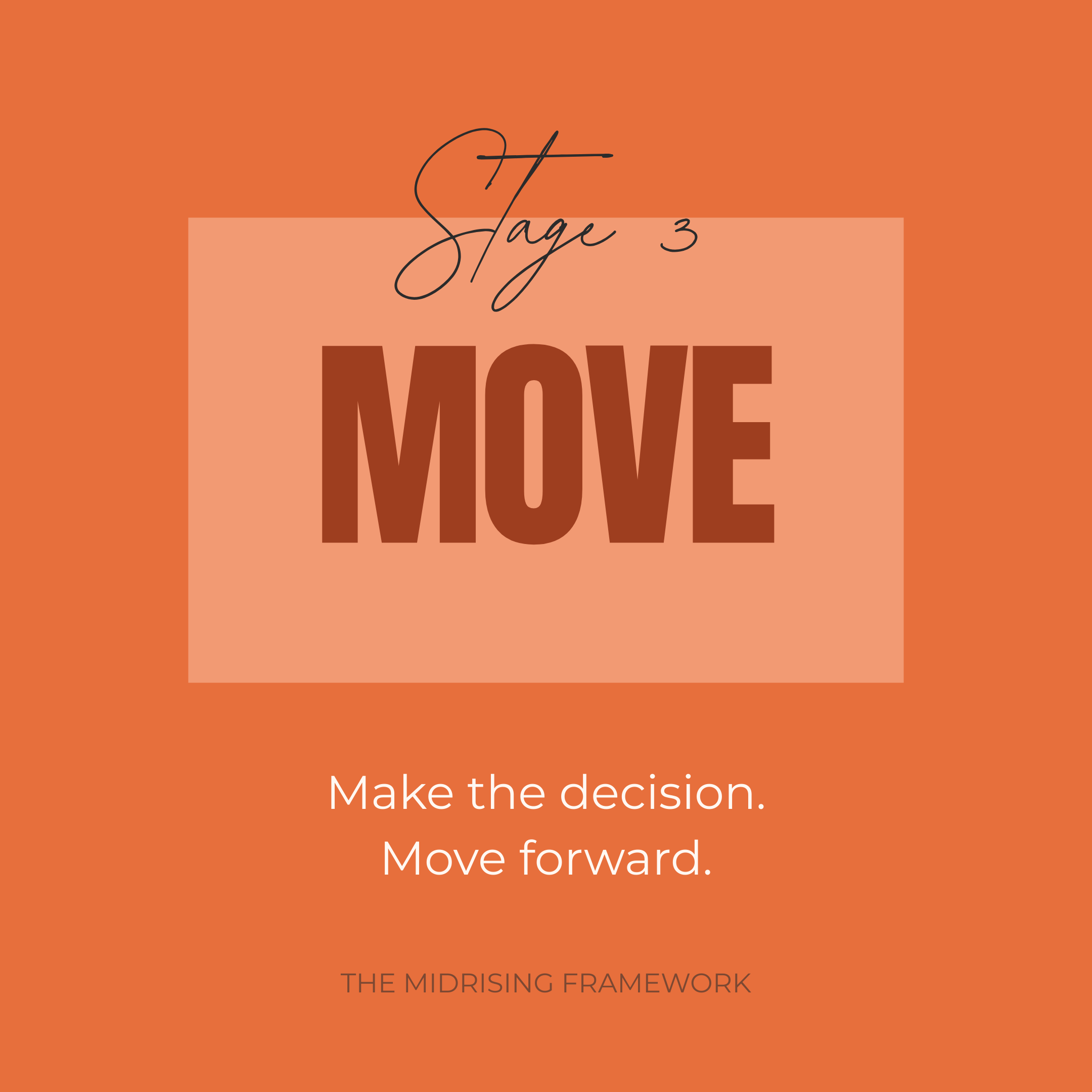 Stage 3 Move cover from the Midrising Framework – with bold move title and subline “Make the decision. Move with confidence.”