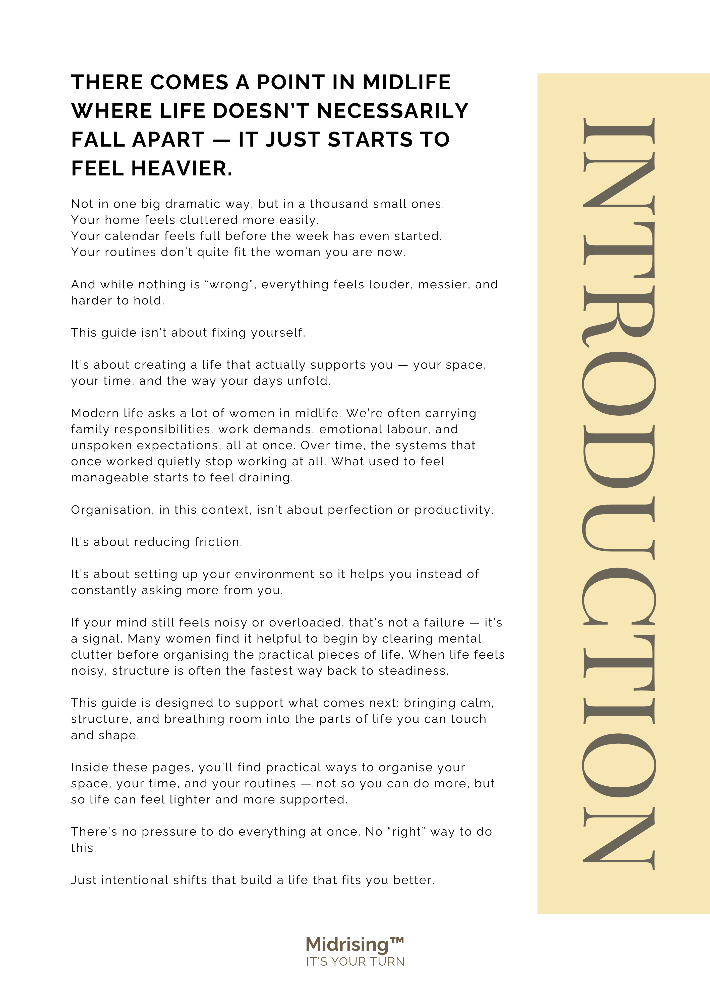 Introduction page from Sort Your Life Out — context for Gen X women on why midlife life starts to feel heavier.