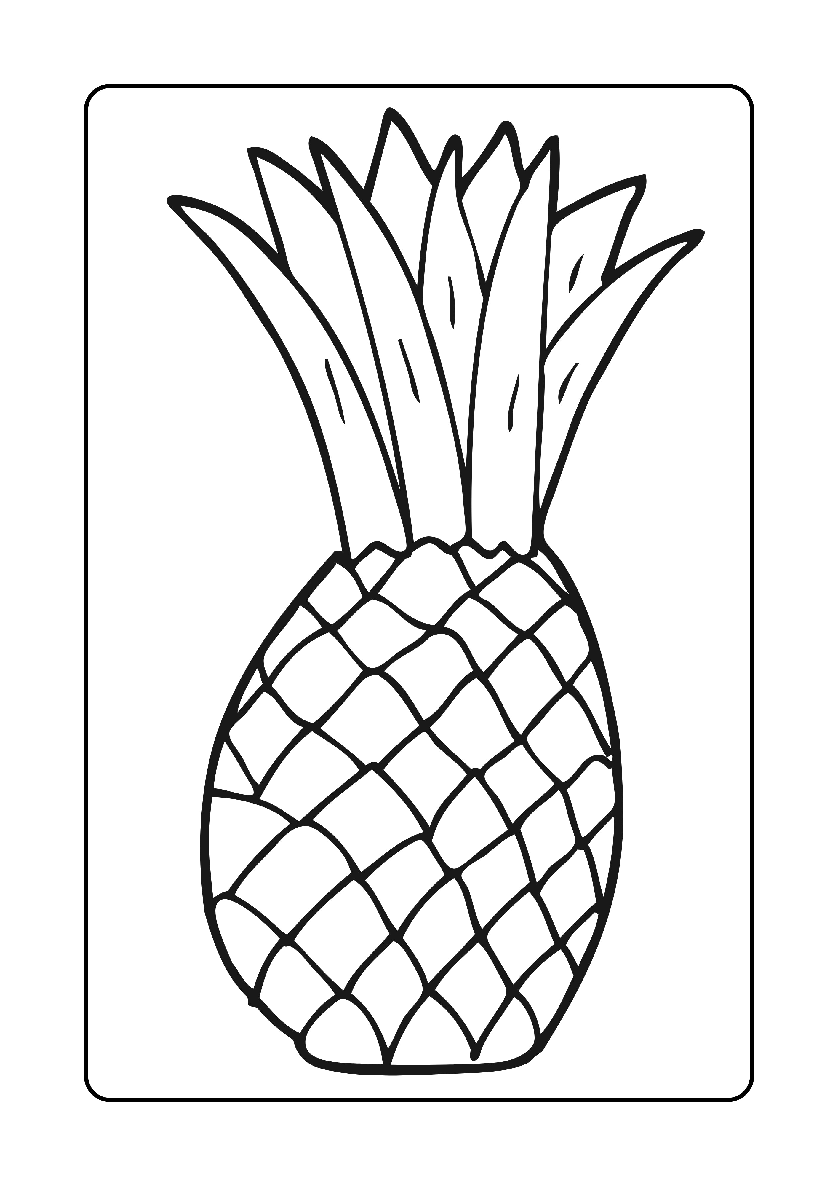 Pineapple line-art illustration from Colour Me Steady colouring book by Midrising