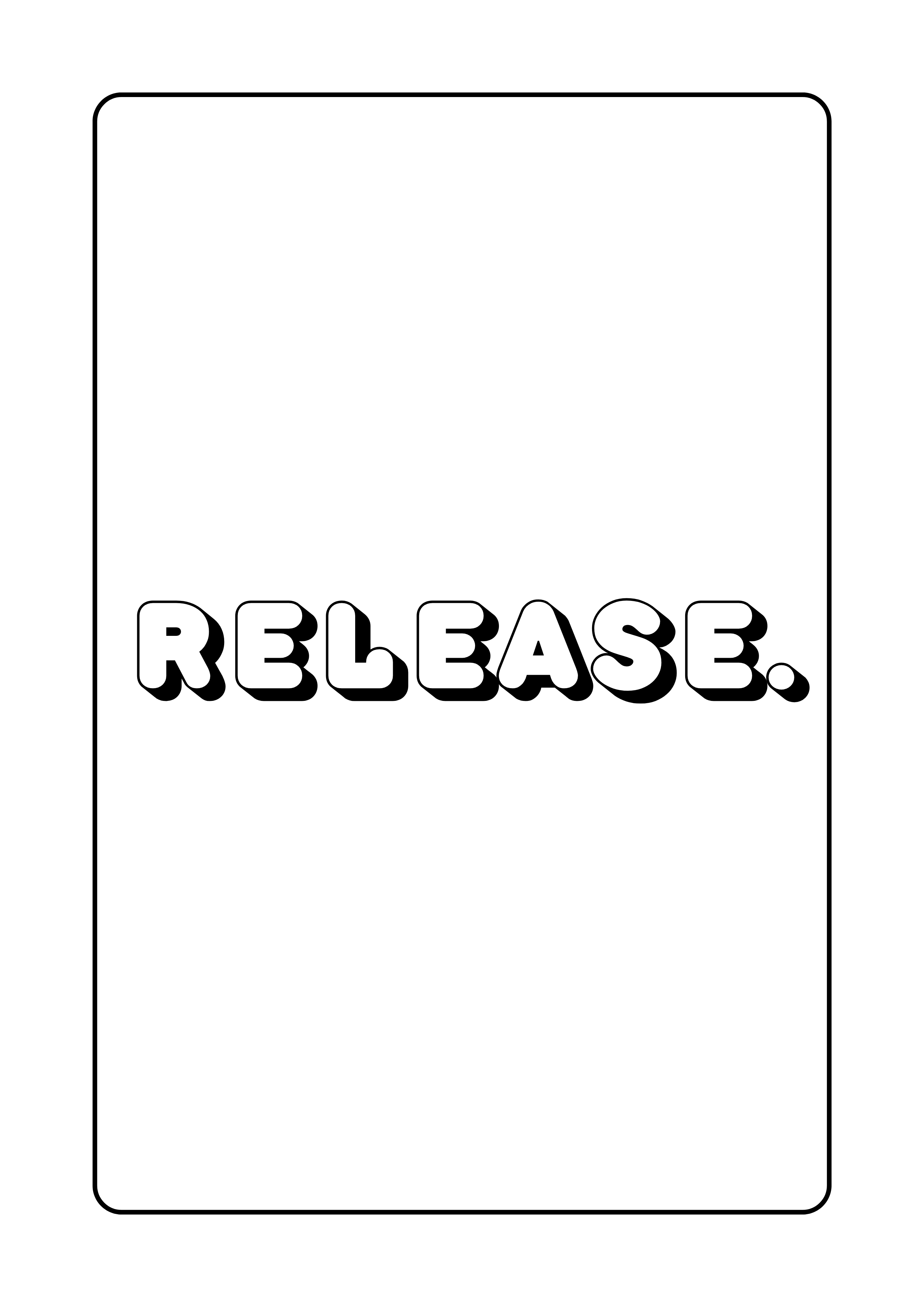 Interior page from Colour Me Steady colouring book showing the word "Release" in bold outline lettering