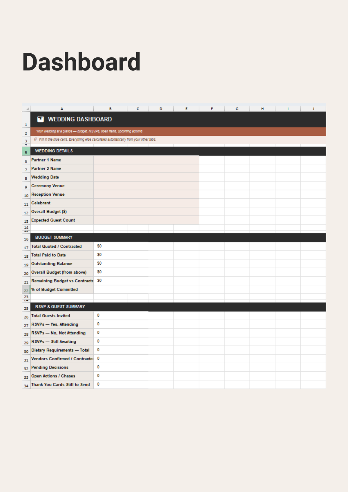 Plan A Wedding Template