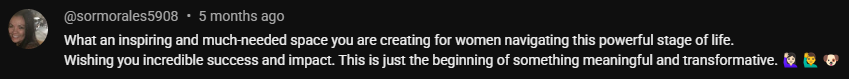 A screenshot of a YouTube comment featuring a dark gray background with a white text bubble and a small profile avatar on the left.