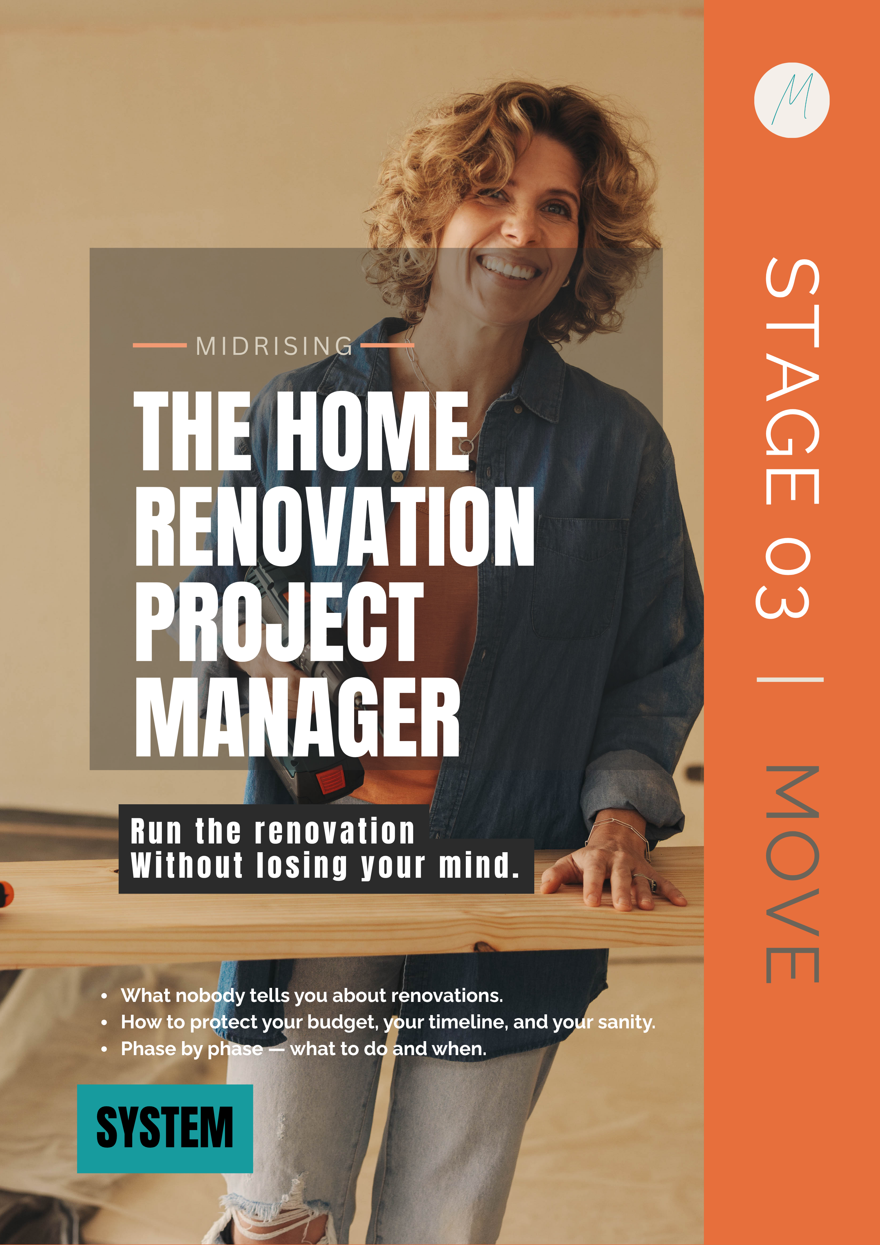 Book cover of 'The Home Renovation Project Manager' with a woman standing on a wooden floor.