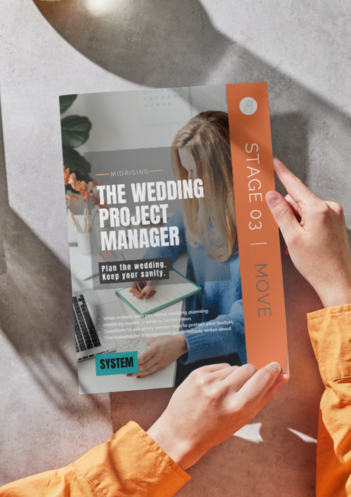 The Wedding Project Manager by Midrising — a digital planning guide and Excel system for wedding planning