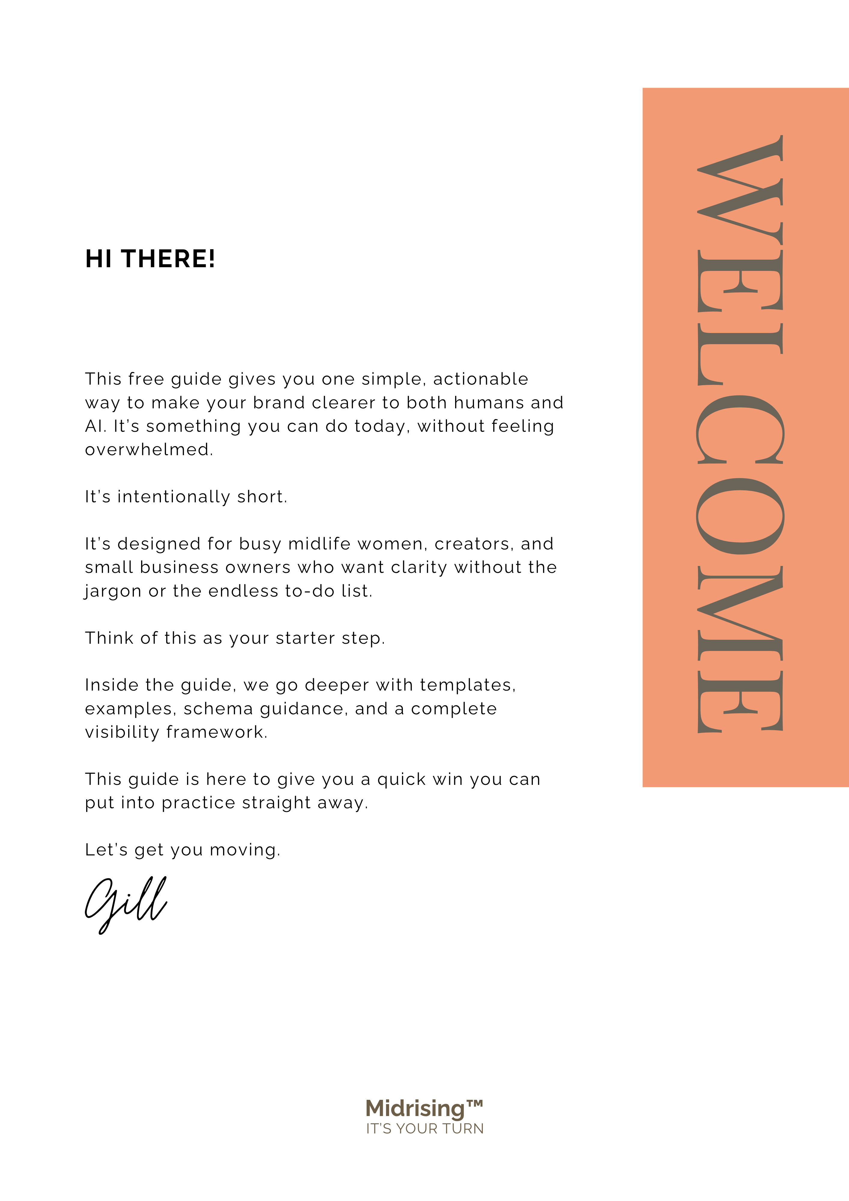Welcome page from How to Get Found in ChatGPT — introduction for midlife women, creators, and small business owners building AI visibility.