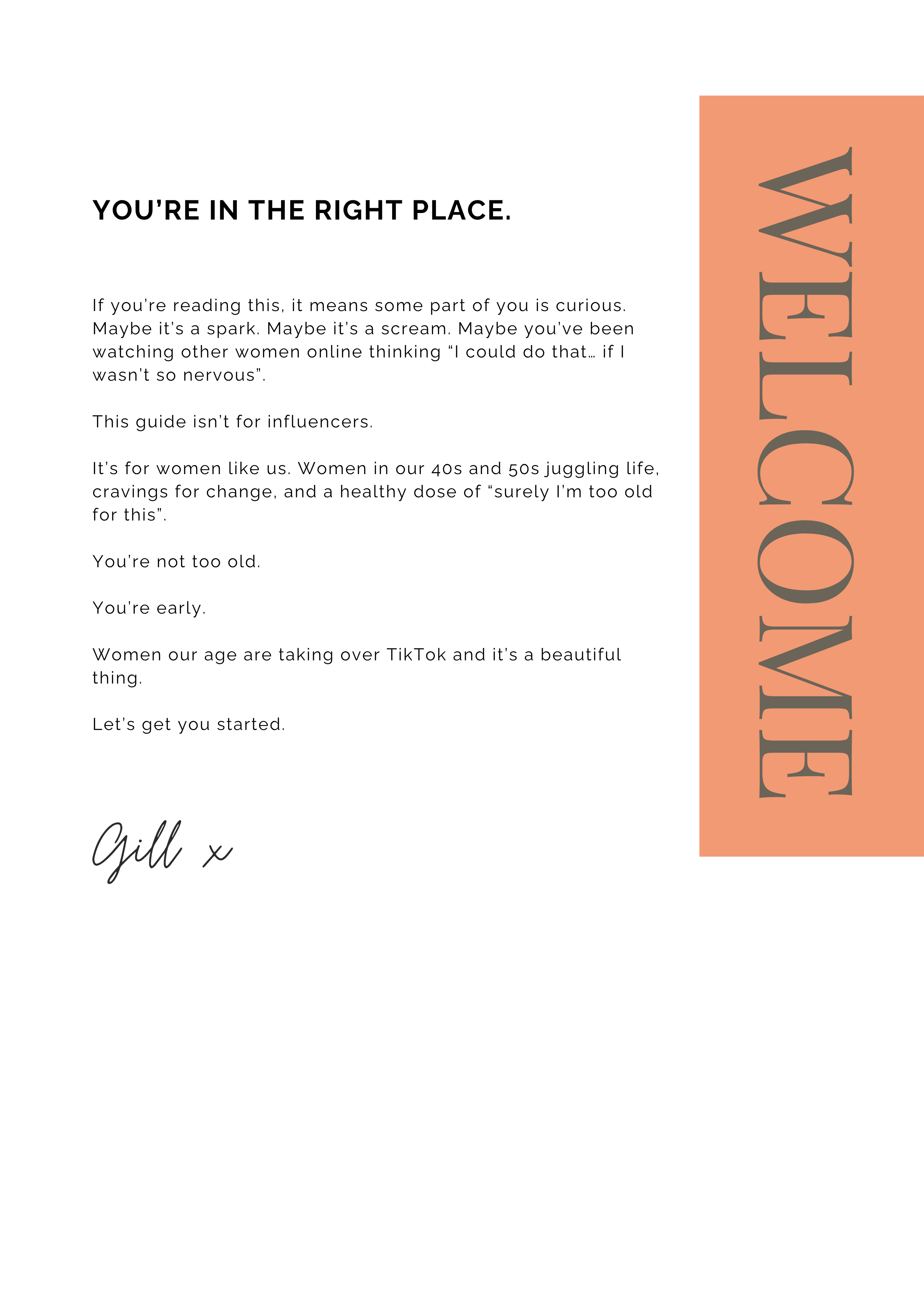 Welcome page from the Midrising TikTok guide — introduction for Gen X women starting on TikTok in their 40s and 50s.