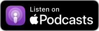 Podcast listen button with Apple Podcasts logo on a black background